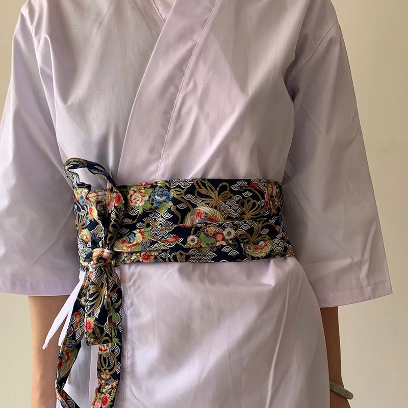 Japanese Style Girdle Sushi Restaurant Waiter Chef Waist Belt Haori Kimono Corset Waist Obi Dress Waistband Chinese Hanfu Belt
