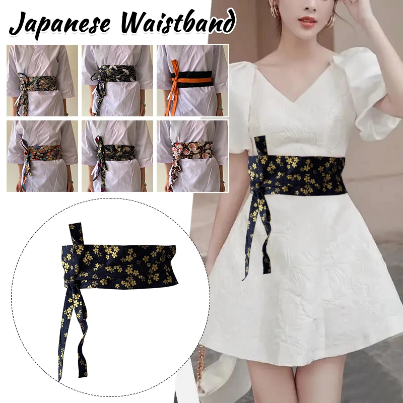 Japanese Style Girdle Sushi Restaurant Waiter Chef Waist Belt Haori Kimono Corset Waist Obi Dress Waistband Chinese Hanfu Belt