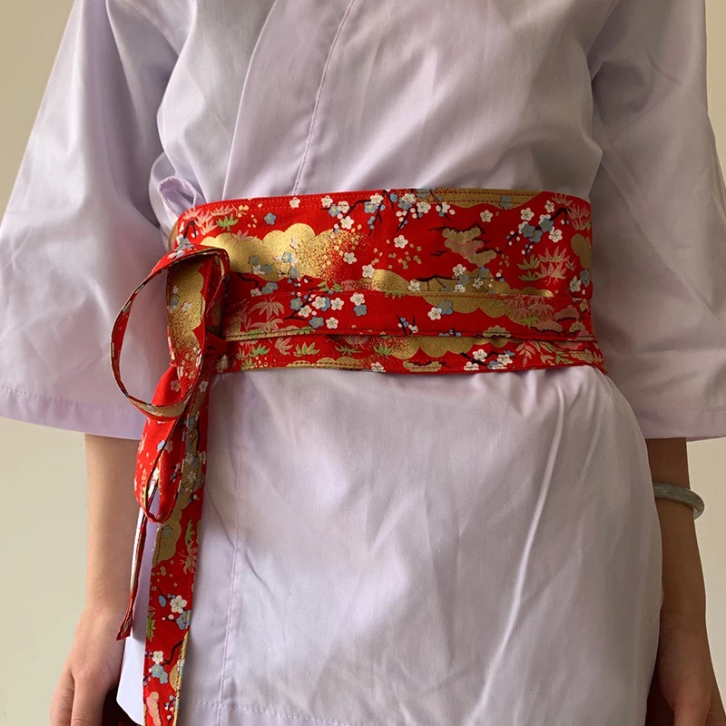 Japanese Style Girdle Sushi Restaurant Waiter Chef Waist Belt Haori Kimono Corset Waist Obi Dress Waistband Chinese Hanfu Belt