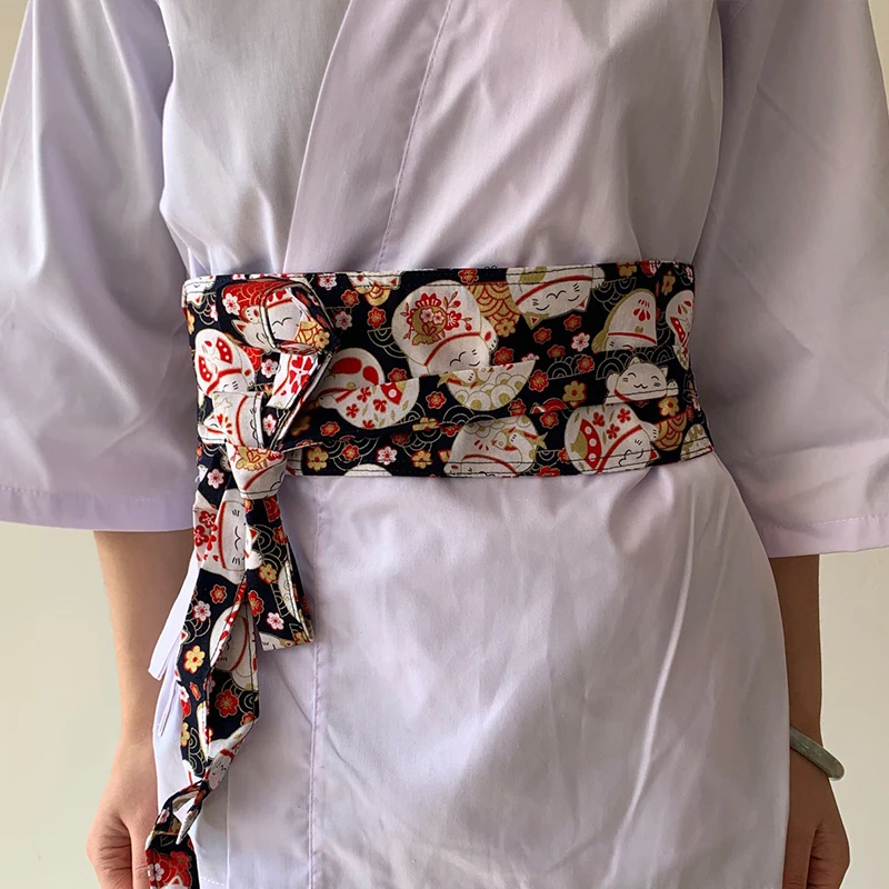 Japanese Style Girdle Sushi Restaurant Waiter Chef Waist Belt Haori Kimono Corset Waist Obi Dress Waistband Chinese Hanfu Belt