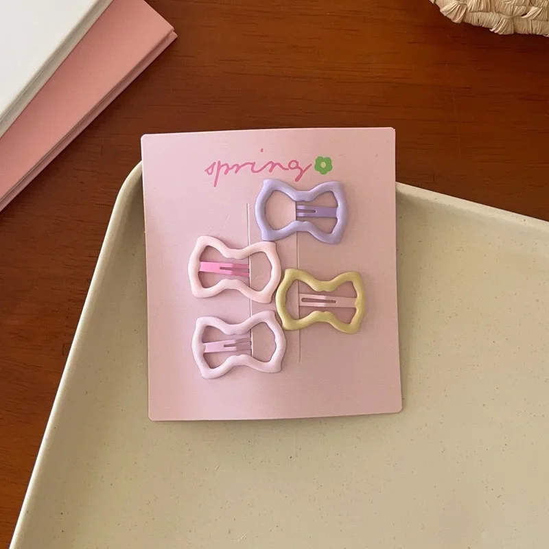 4pcs/set Cute Colorful Geometric Mini Hair Clips For Girls Sweet Hair Ornament Hairpins Barrettes Kids Lovely Hair Accessories