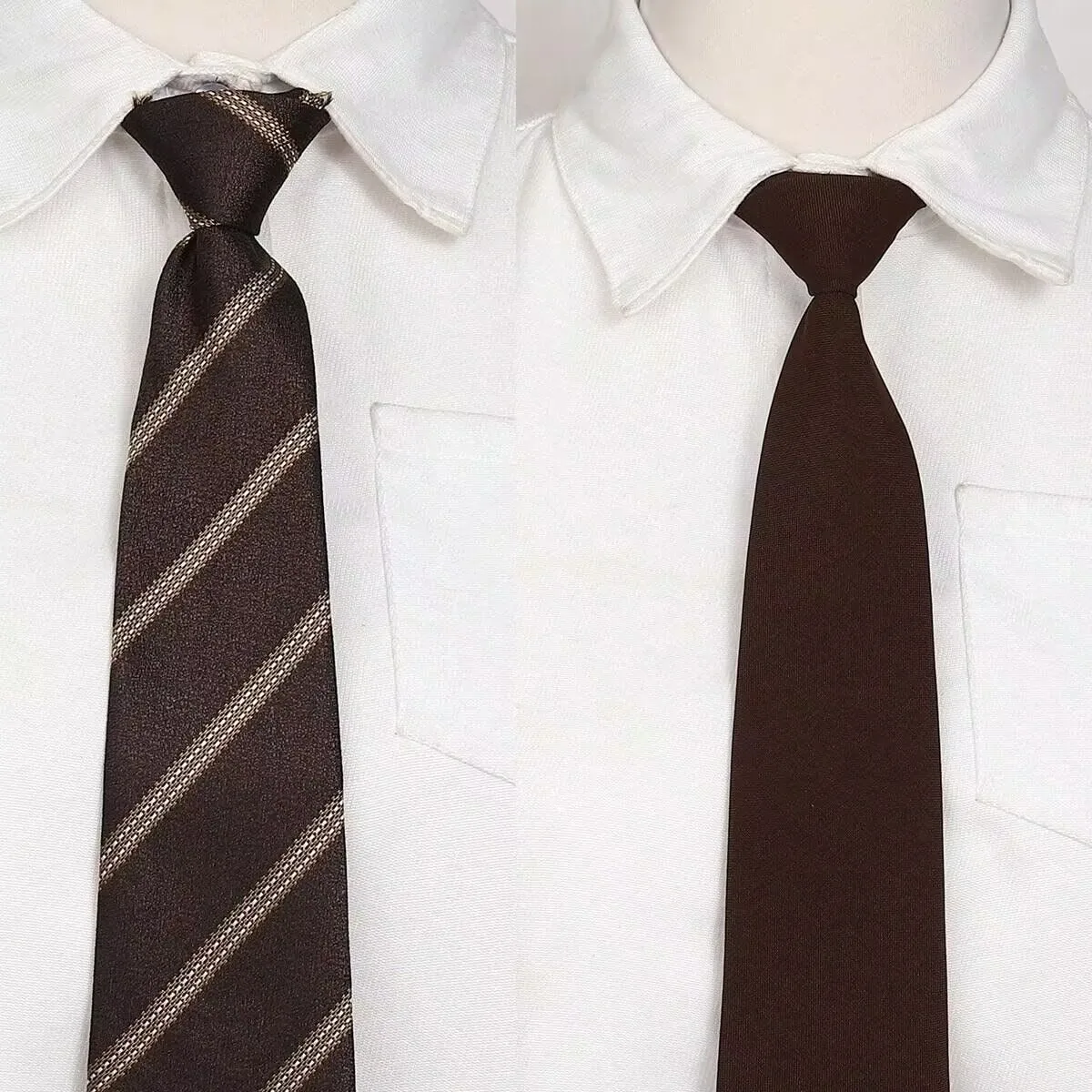 2Pc Men's and Women's Fashionable Casual Style School Uniforms for Graduation Season, Coffee Color, No Tie Needed, Suitable for Work and Commuting, School Uniforms