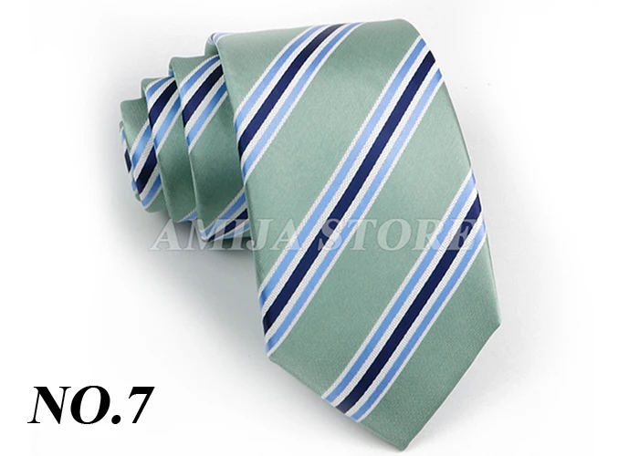 Men's Fashion Tie 7.5cm Tie Sage Green Orange Stripes Ties Business Meeting Suit Wedding Party Office Tie Men's Gift Accessorie