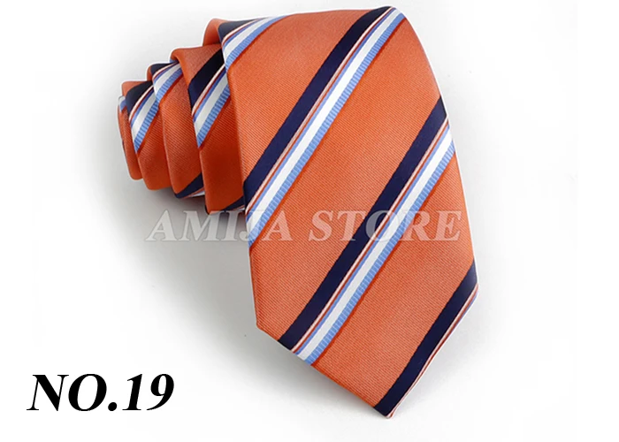 Men's Fashion Tie 7.5cm Tie Sage Green Orange Stripes Ties Business Meeting Suit Wedding Party Office Tie Men's Gift Accessorie