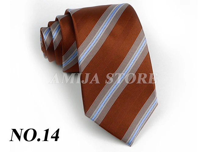 Men's Fashion Tie 7.5cm Tie Sage Green Orange Stripes Ties Business Meeting Suit Wedding Party Office Tie Men's Gift Accessorie