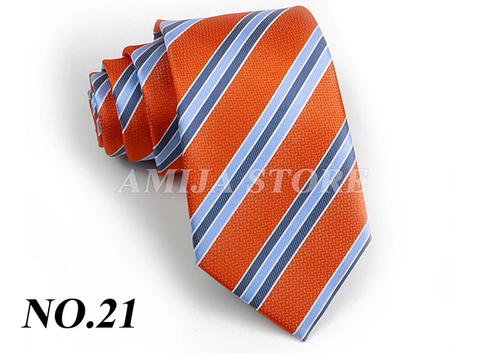 Men's Fashion Tie 7.5cm Tie Sage Green Orange Stripes Ties Business Meeting Suit Wedding Party Office Tie Men's Gift Accessorie