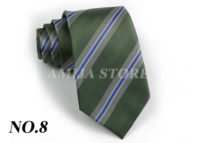 Men's Fashion Tie 7.5cm Tie Sage Green Orange Stripes Ties Business Meeting Suit Wedding Party Office Tie Men's Gift Accessorie