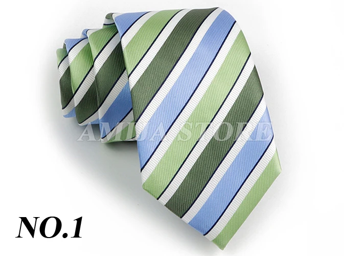 Men's Fashion Tie 7.5cm Tie Sage Green Orange Stripes Ties Business Meeting Suit Wedding Party Office Tie Men's Gift Accessorie