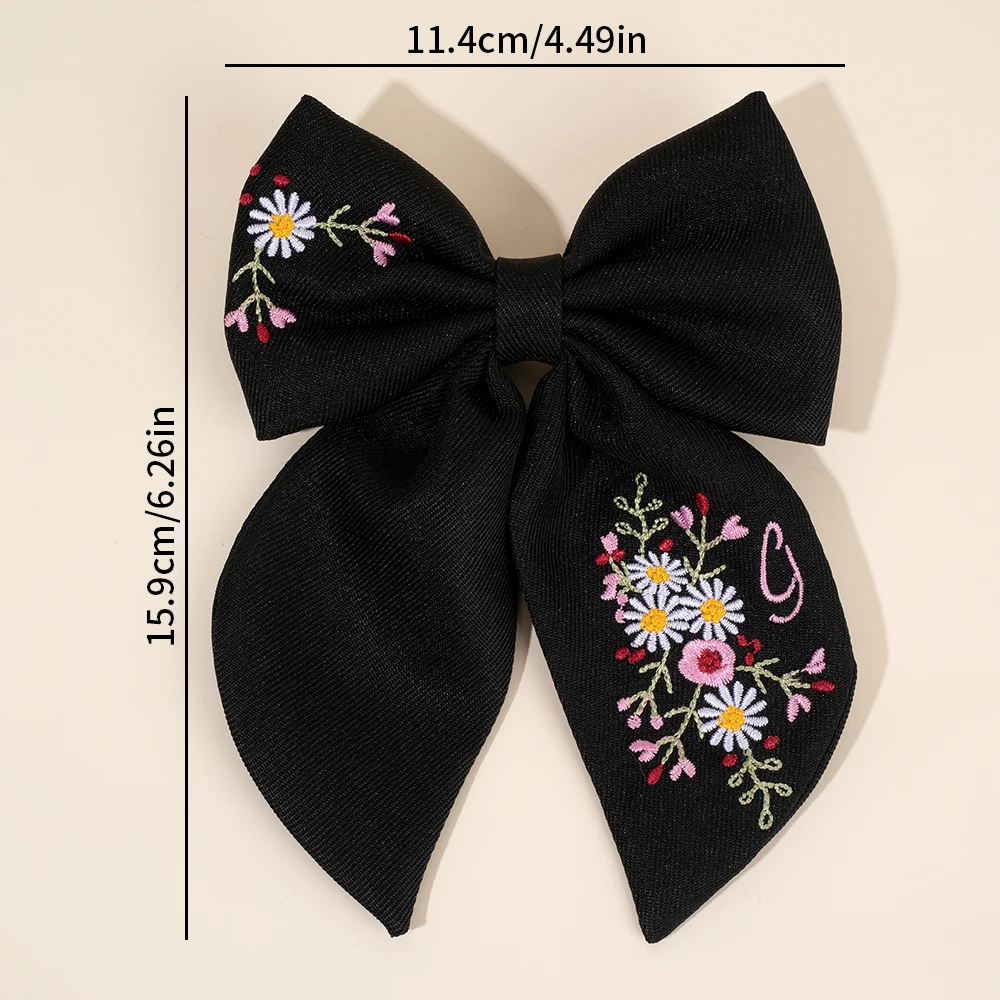 Premium Floral Embroidered Bow Hair Clip Popular Elegant Handmade Hairpin For Girls Women Children Daily Headdress Accessories