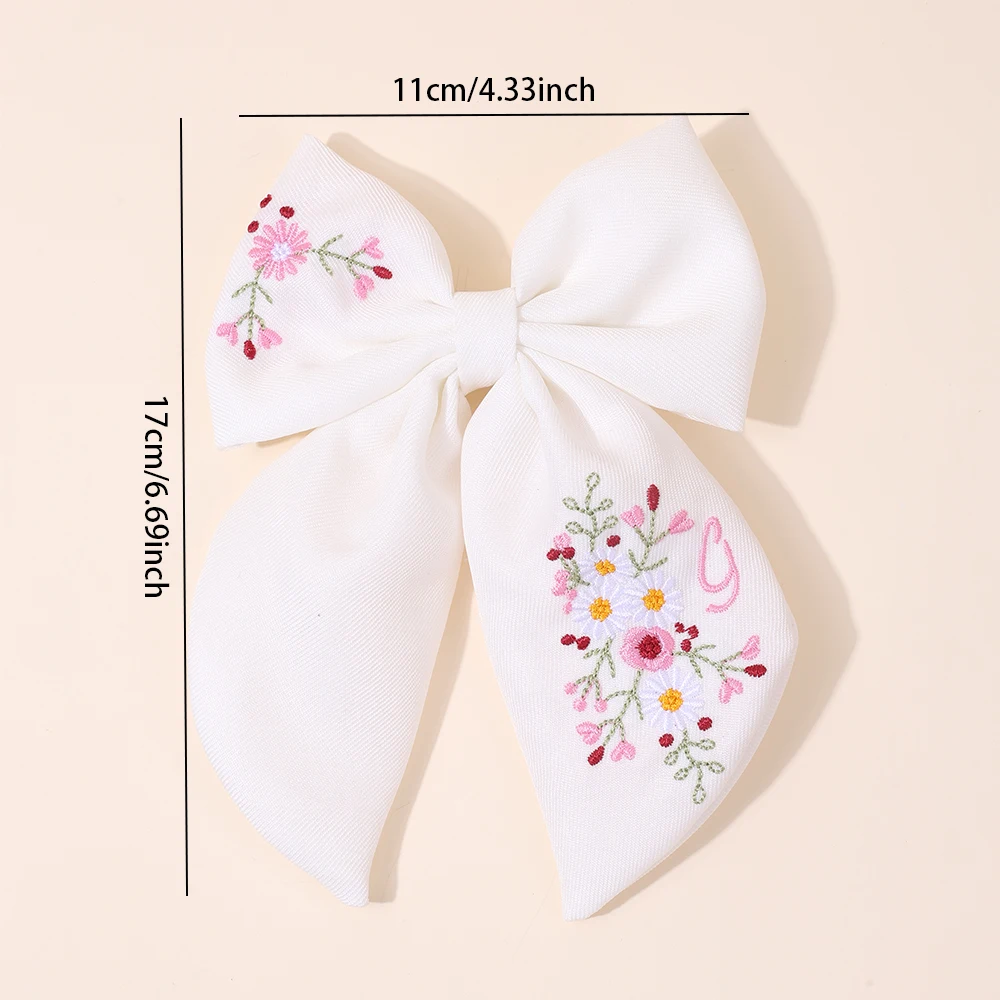 Premium Floral Embroidered Bow Hair Clip Popular Elegant Handmade Hairpin For Girls Women Children Daily Headdress Accessories