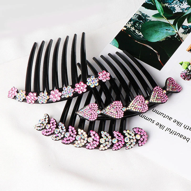 Crystal Rhinestones Flower Hair Combs Clip Vintage Hairpins Bridal Wedding Headdress Women Hair Accessories Disk Headwear Bnads