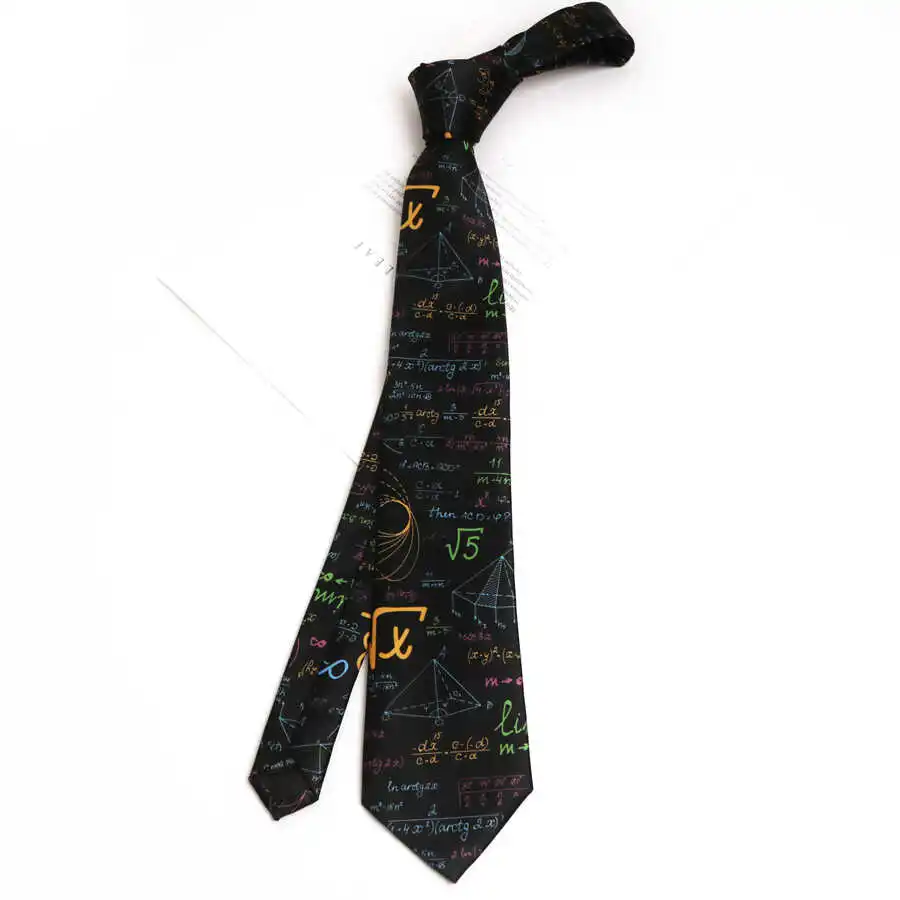 2025 New Creative Design Maths Map Printed Neckties Men Casual Shirt Accessories Daily Neckwear Polyester 8cm Soft Skinny Ties