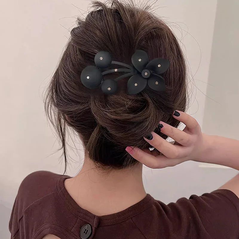 Fashion Matte Flower Hairpins Vintage Rhinestone Non-slip Hair Clip Claw Clamps Women Girls Hair Accessories Party Headwear Gift
