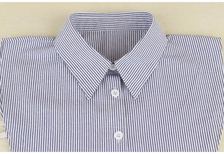 Linbaiway Fashion Shirt Fake Collar for Women Striped Detachable Collar Lapel Shirt Vintage False Collar Mujer Gift Accessories
