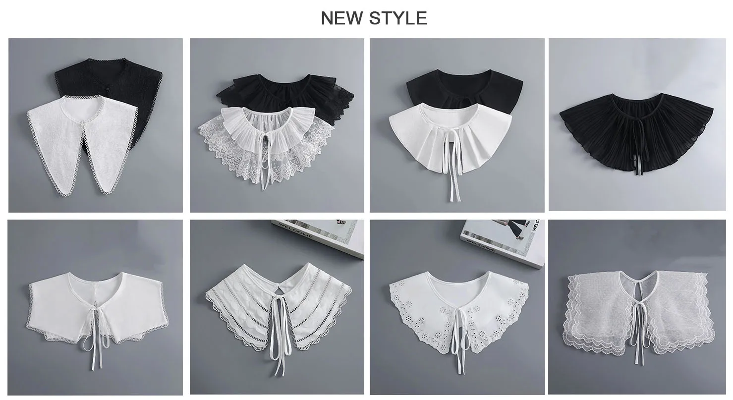 Linbaiway Fashion Shirt Fake Collar for Women Striped Detachable Collar Lapel Shirt Vintage False Collar Mujer Gift Accessories