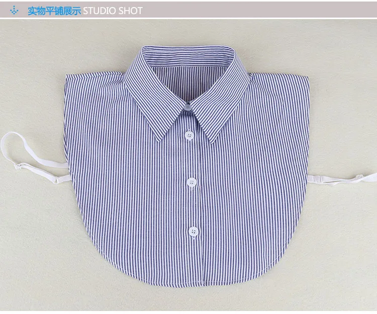 Linbaiway Fashion Shirt Fake Collar for Women Striped Detachable Collar Lapel Shirt Vintage False Collar Mujer Gift Accessories