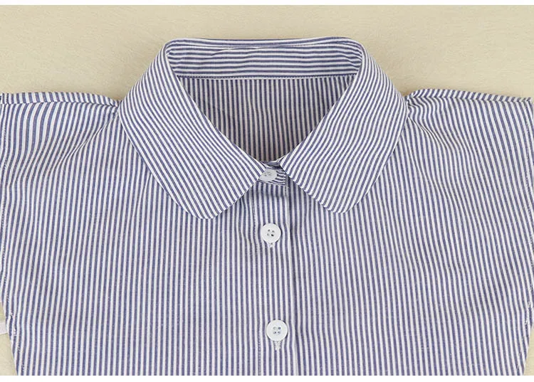 Linbaiway Fashion Shirt Fake Collar for Women Striped Detachable Collar Lapel Shirt Vintage False Collar Mujer Gift Accessories
