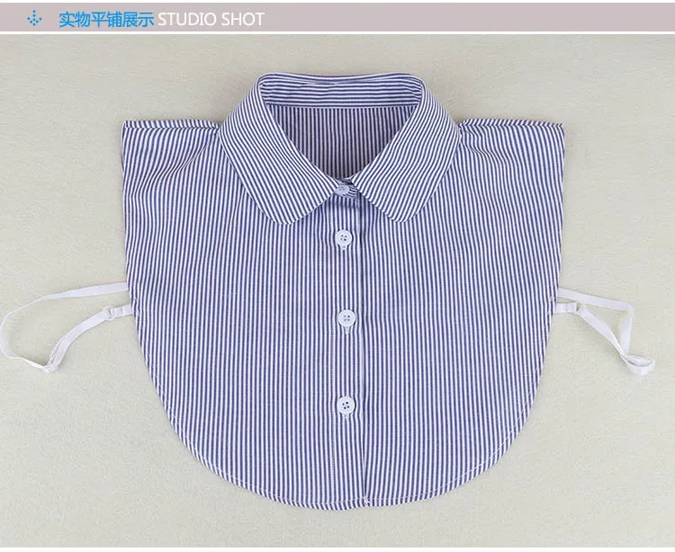 Linbaiway Fashion Shirt Fake Collar for Women Striped Detachable Collar Lapel Shirt Vintage False Collar Mujer Gift Accessories