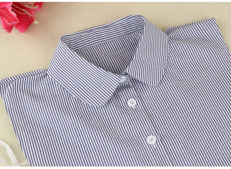 Linbaiway Fashion Shirt Fake Collar for Women Striped Detachable Collar Lapel Shirt Vintage False Collar Mujer Gift Accessories