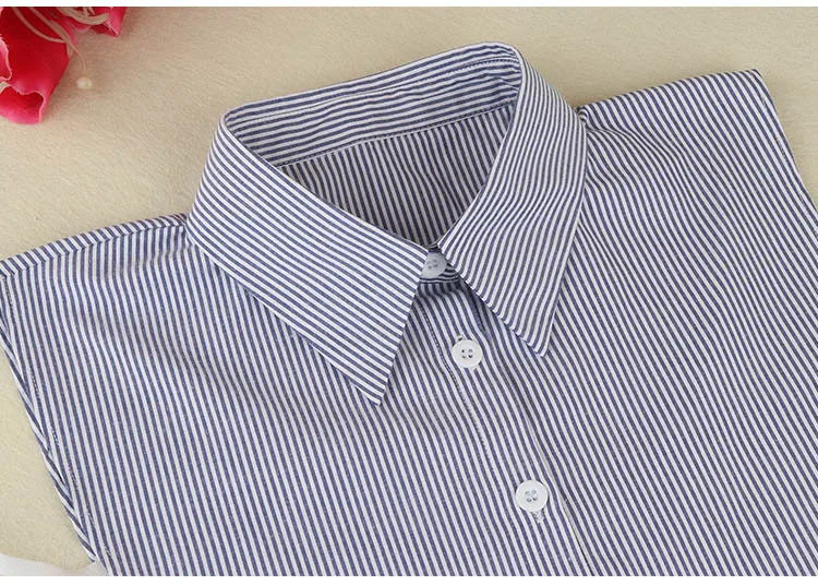 Linbaiway Fashion Shirt Fake Collar for Women Striped Detachable Collar Lapel Shirt Vintage False Collar Mujer Gift Accessories