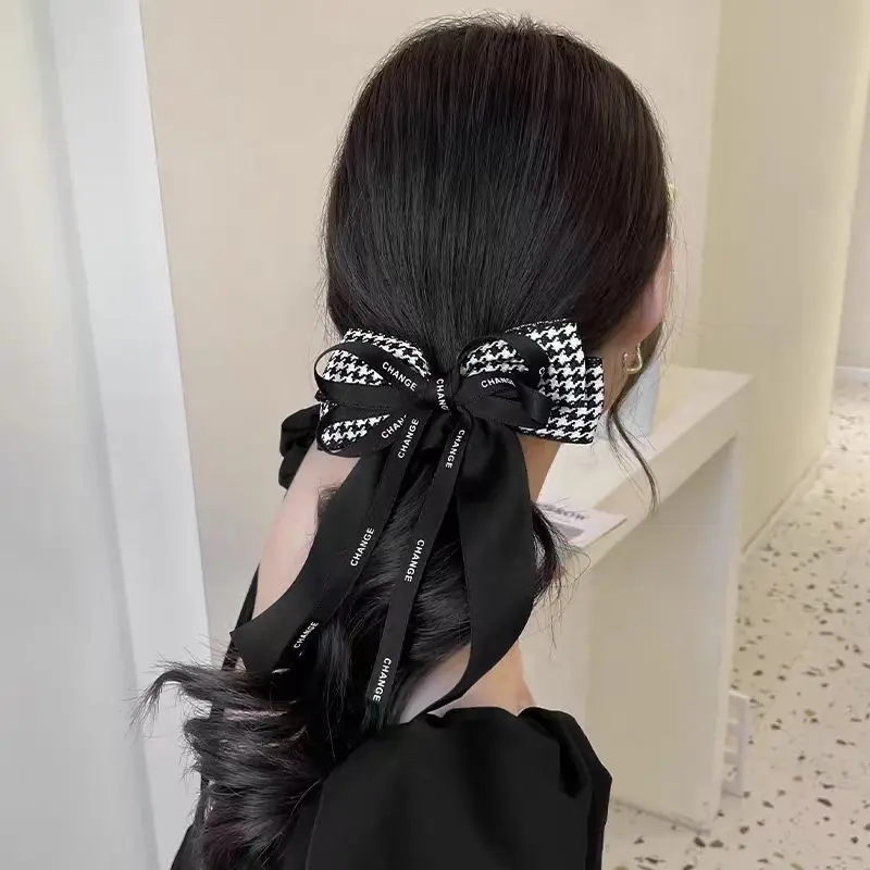 Women Luxury Korean Style Barrettes Headwear Hair Accessories Rhineston Tassel Hair Clips for Women Girls Fabric Bow Hairpins