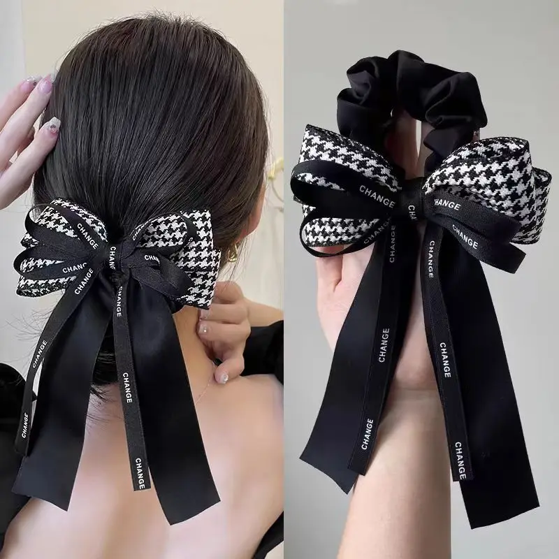 Women Luxury Korean Style Barrettes Headwear Hair Accessories Rhineston Tassel Hair Clips for Women Girls Fabric Bow Hairpins