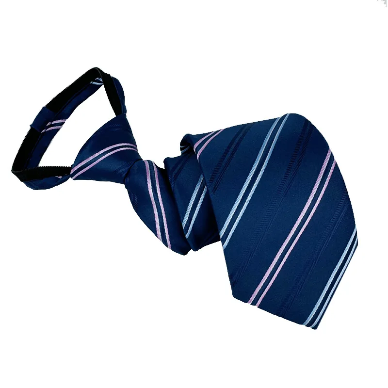 Zipper Tie Men Wedding Necktie Lazy Pre-tied Ties Striped 8cm Hot Sell Style Zipper Necktie For Men Women Wholesale