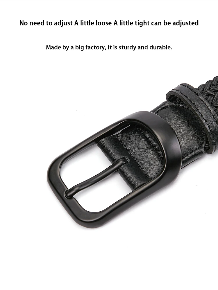 Weaving Belt Men's Fashionable Belt for Young Adults Casual Multifunctional Canvas Pants Belt with Elastic Golf Studs Fabric Lea