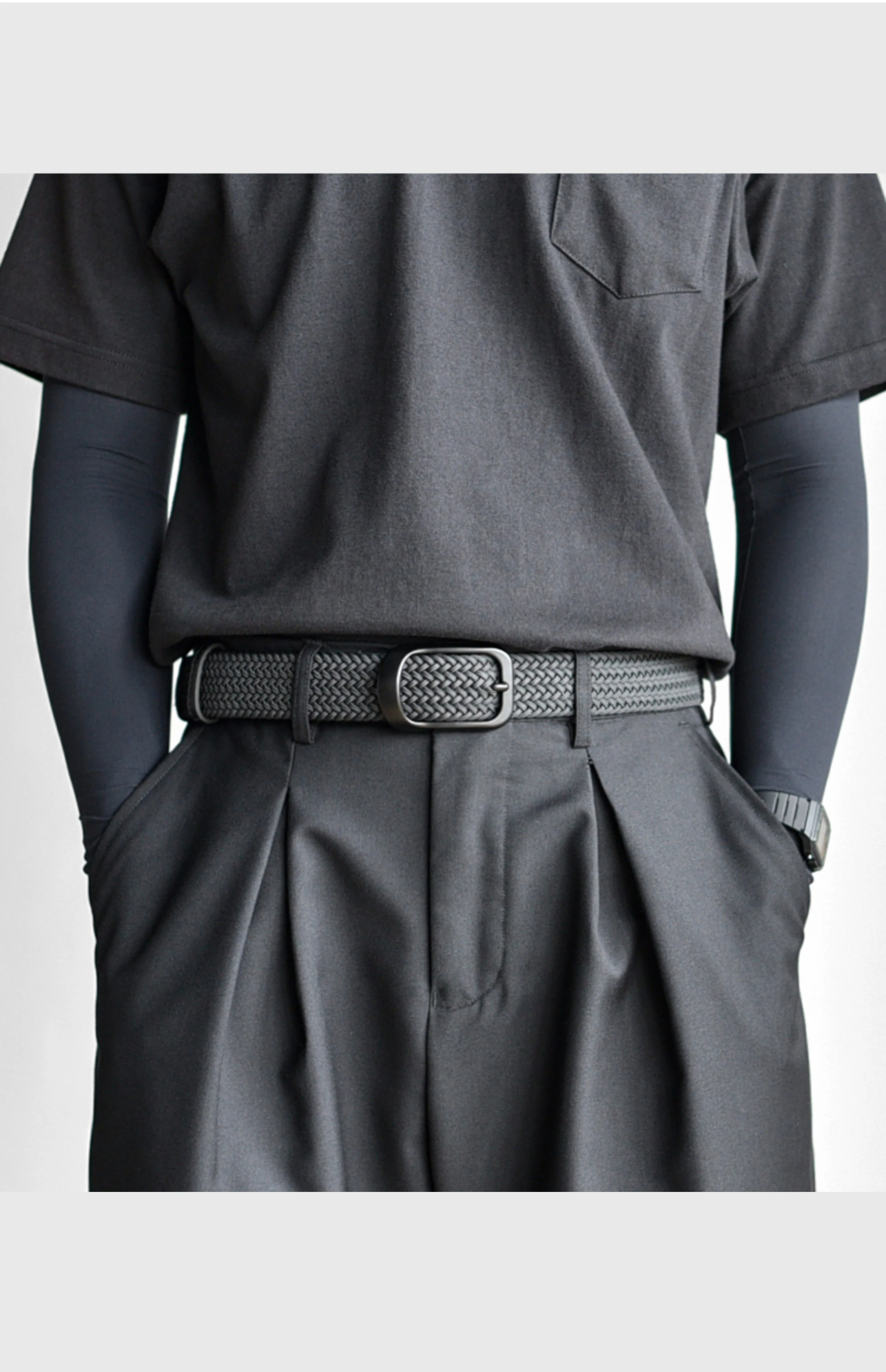 Weaving Belt Men's Fashionable Belt for Young Adults Casual Multifunctional Canvas Pants Belt with Elastic Golf Studs Fabric Lea