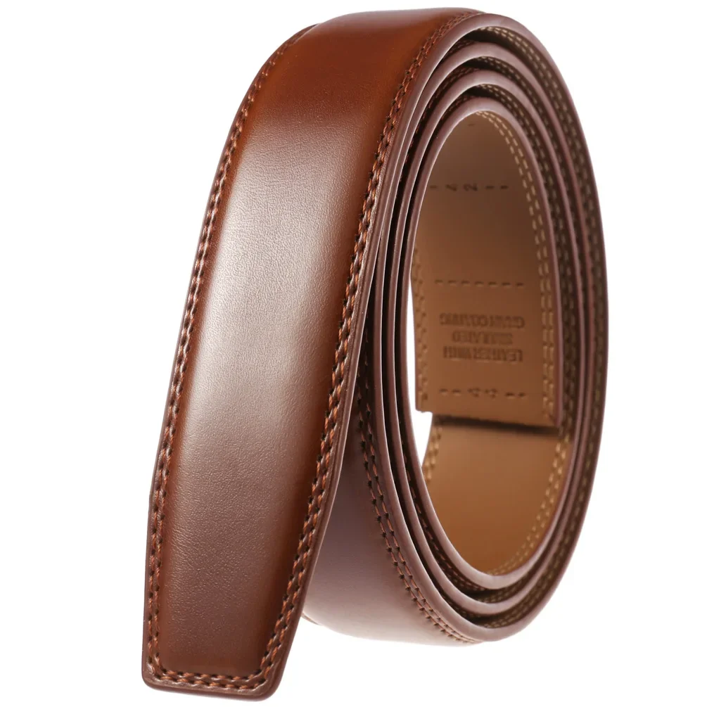 3.5cm Belt No Buckle Cow Genuine Leather Belt Body for Automatic Buckle High Quality Black Brown Belts Without Buckle Cowskin