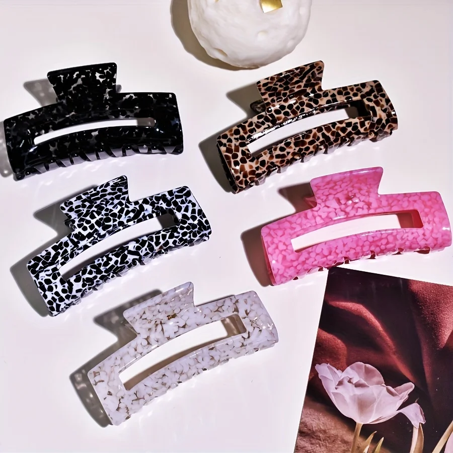 1 Piece Set for Women Multicolor Acetate Rectangular Shark Clip Y2K Style for Daily Life Wear Thick Hair Thin Hair for Casual Us