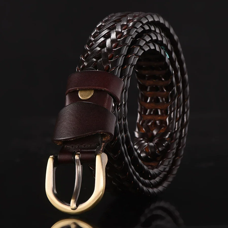 Braided Leather Belt Men/Women Pin Buckle Men's Waist Belt High Quality Luxury Men's Designer Belts for Men Mens Belt Female