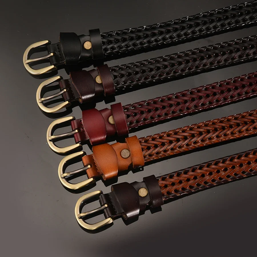Braided Leather Belt Men/Women Pin Buckle Men's Waist Belt High Quality Luxury Men's Designer Belts for Men Mens Belt Female