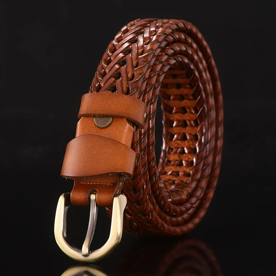 Braided Leather Belt Men/Women Pin Buckle Men's Waist Belt High Quality Luxury Men's Designer Belts for Men Mens Belt Female