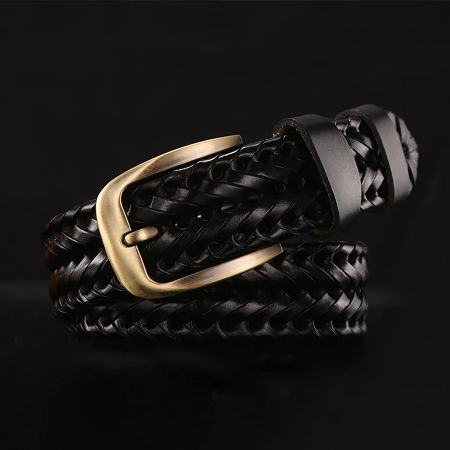 Braided Leather Belt Men/Women Pin Buckle Men's Waist Belt High Quality Luxury Men's Designer Belts for Men Mens Belt Female
