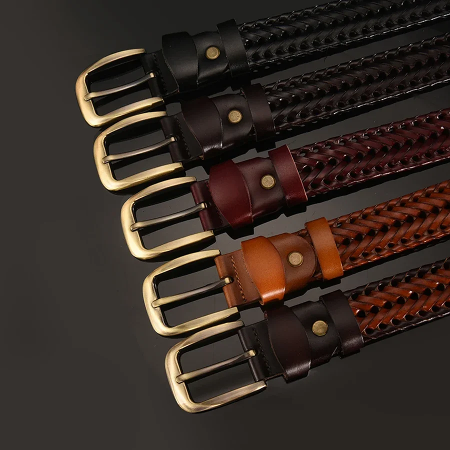 Braided Leather Belt Men/Women Pin Buckle Men's Waist Belt High Quality Luxury Men's Designer Belts for Men Mens Belt Female