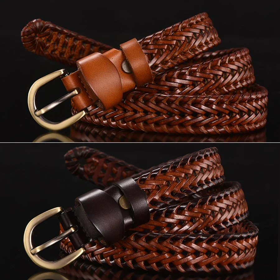 Braided Leather Belt Men/Women Pin Buckle Men's Waist Belt High Quality Luxury Men's Designer Belts for Men Mens Belt Female