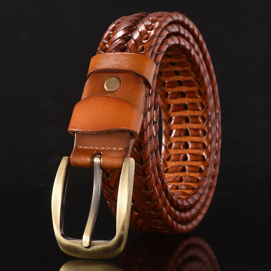 Braided Leather Belt Men/Women Pin Buckle Men's Waist Belt High Quality Luxury Men's Designer Belts for Men Mens Belt Female
