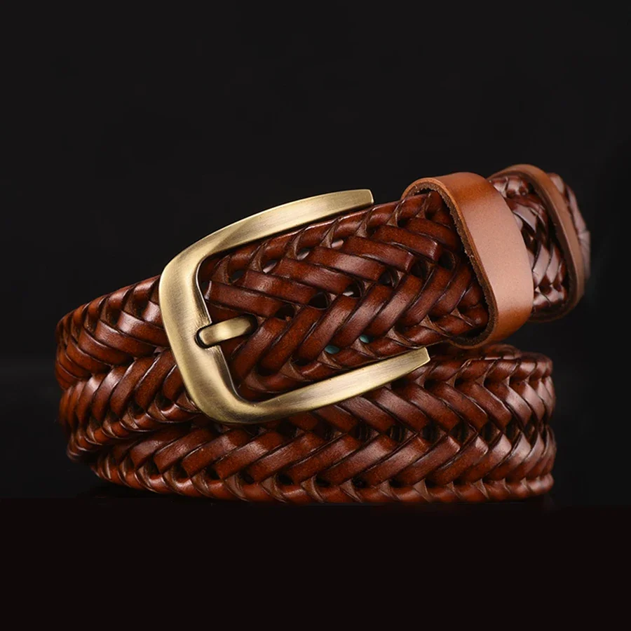Braided Leather Belt Men/Women Pin Buckle Men's Waist Belt High Quality Luxury Men's Designer Belts for Men Mens Belt Female