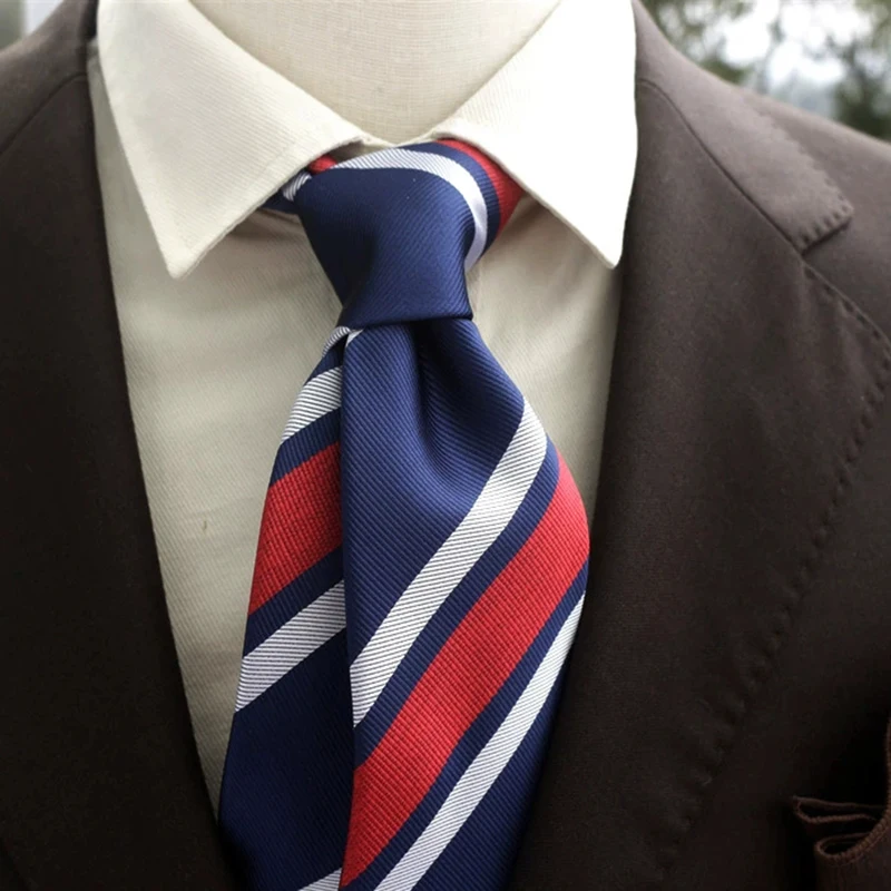New Trendy Navy Brown Neckties For Men 7cm Formal Business Silk Neck Tie Shirt Suit Cravat Tuxedo Wedding Party Daily Wear Gifts