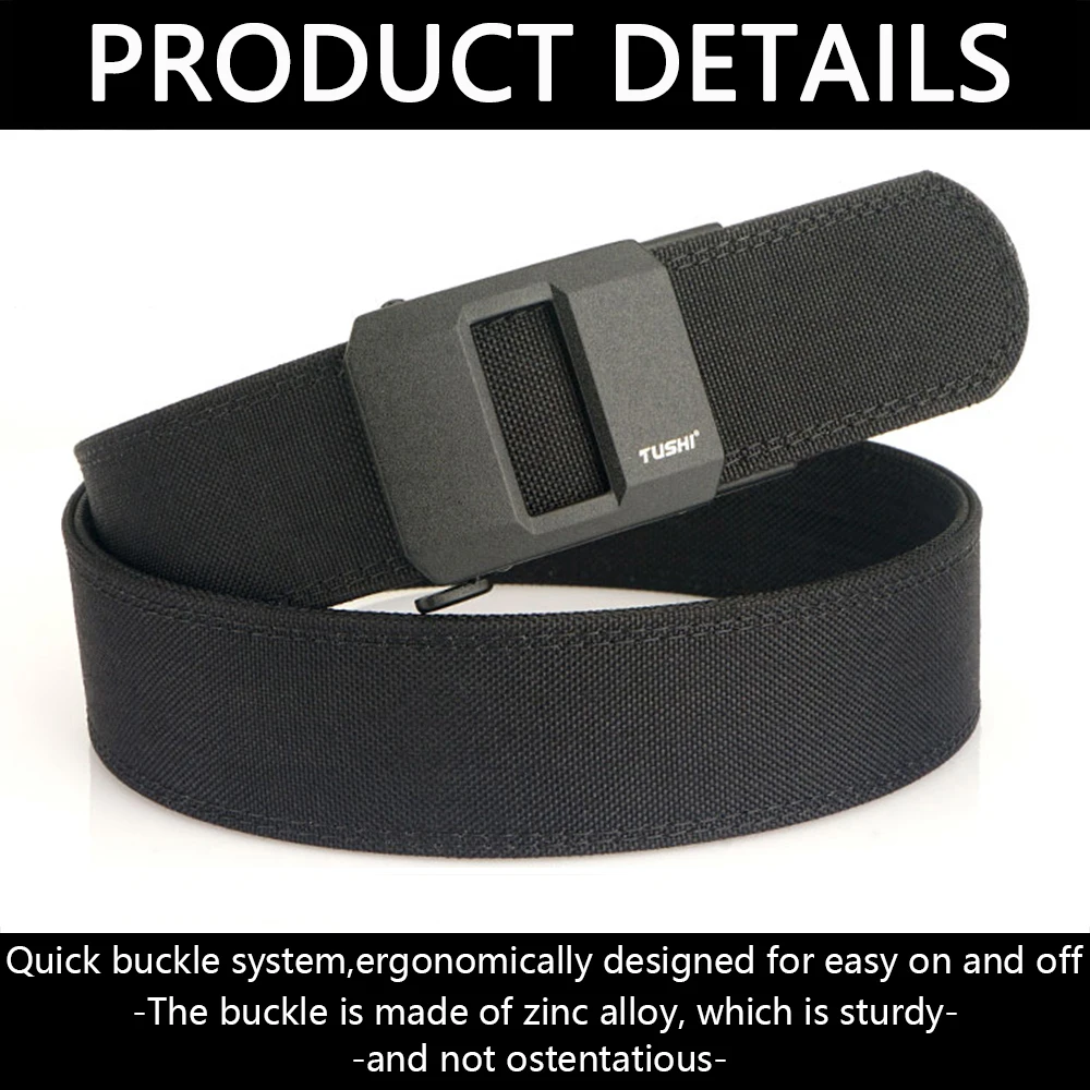 TUSHI Brand 4.3CM Wide Double-Layer Reinforced Automatic Buckle Training Quick Hanging Pistol Belt Men's Nylon Outdoor Leisure