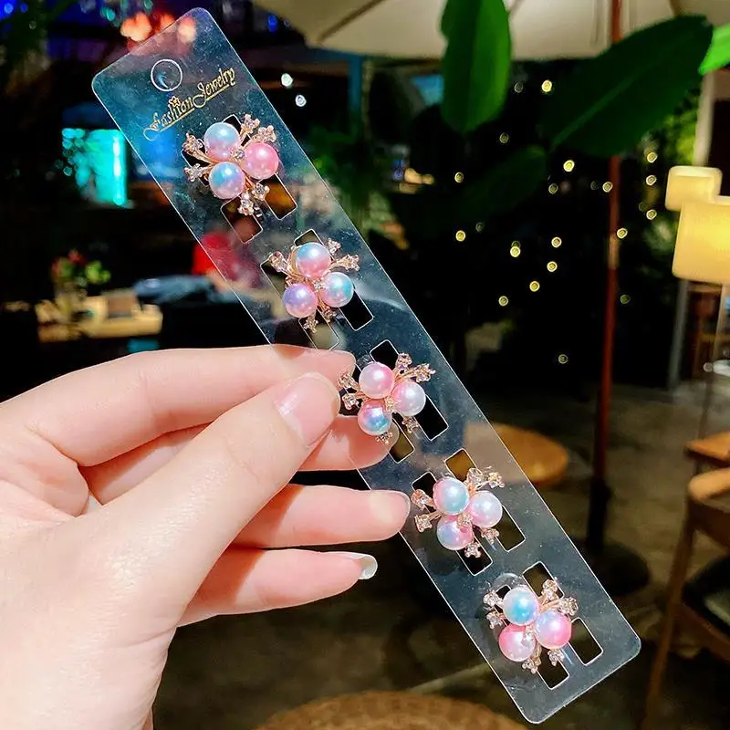 Princess Crown Baby Clip Hairstyle Children's Pearl Rhinestone Bean Buckle Hairpin Children's Girl Disc Hair Small Buckle Grab