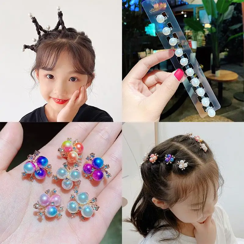 Princess Crown Baby Clip Hairstyle Children's Pearl Rhinestone Bean Buckle Hairpin Children's Girl Disc Hair Small Buckle Grab