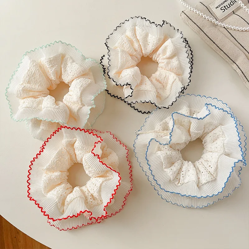2025 Elegant Cute Lace Scrunchies Women Girl Elastic Hair Rubber Band Accessories Tie Hair Ring Rope Headdress Headwear Ornament