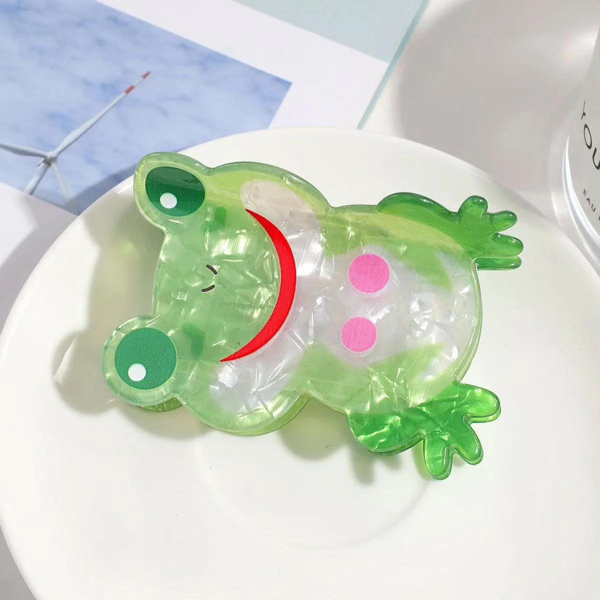 1pc Cartoon Funny Frog Grab Clip Creative Animal Acetate Shark Clip Wild Medium Half Tie Hair Clip Hair Accessory Clip