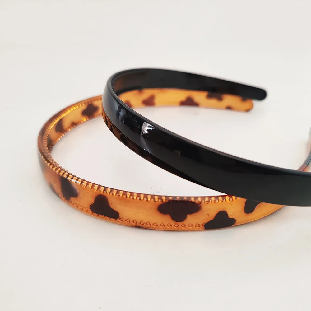 2pc Fashion European and American 1.5cm Wide Vintage Leopard Black Hairbands Headbands for Women Girls Korean Hair Accessories