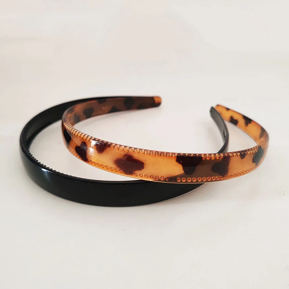 2pc Fashion European and American 1.5cm Wide Vintage Leopard Black Hairbands Headbands for Women Girls Korean Hair Accessories