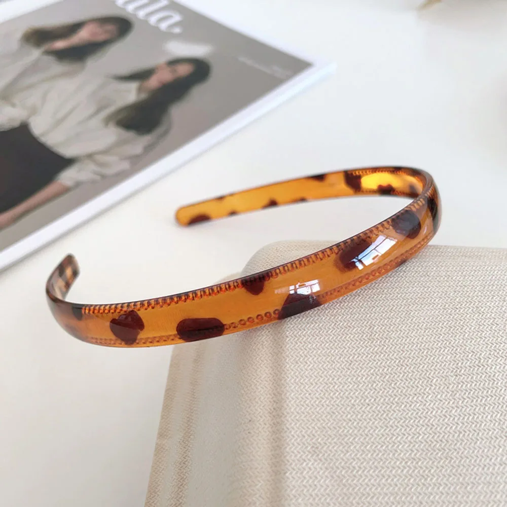 2pc Fashion European and American 1.5cm Wide Vintage Leopard Black Hairbands Headbands for Women Girls Korean Hair Accessories