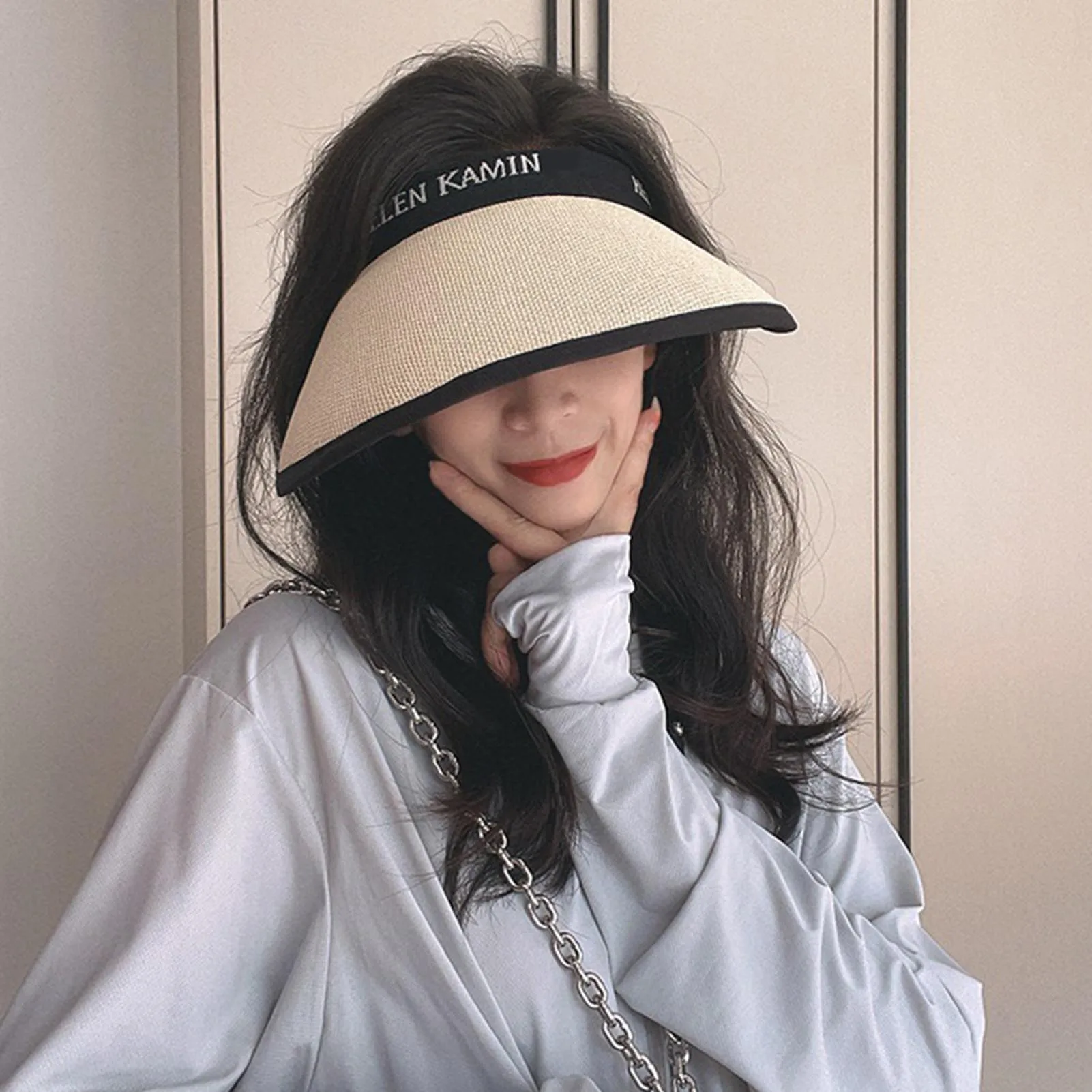 Women's Sunshade Hat Wide Brim Traveling Beach Sun Visor Hat Casual Breathable Sunshade Hat Women Summer Decor