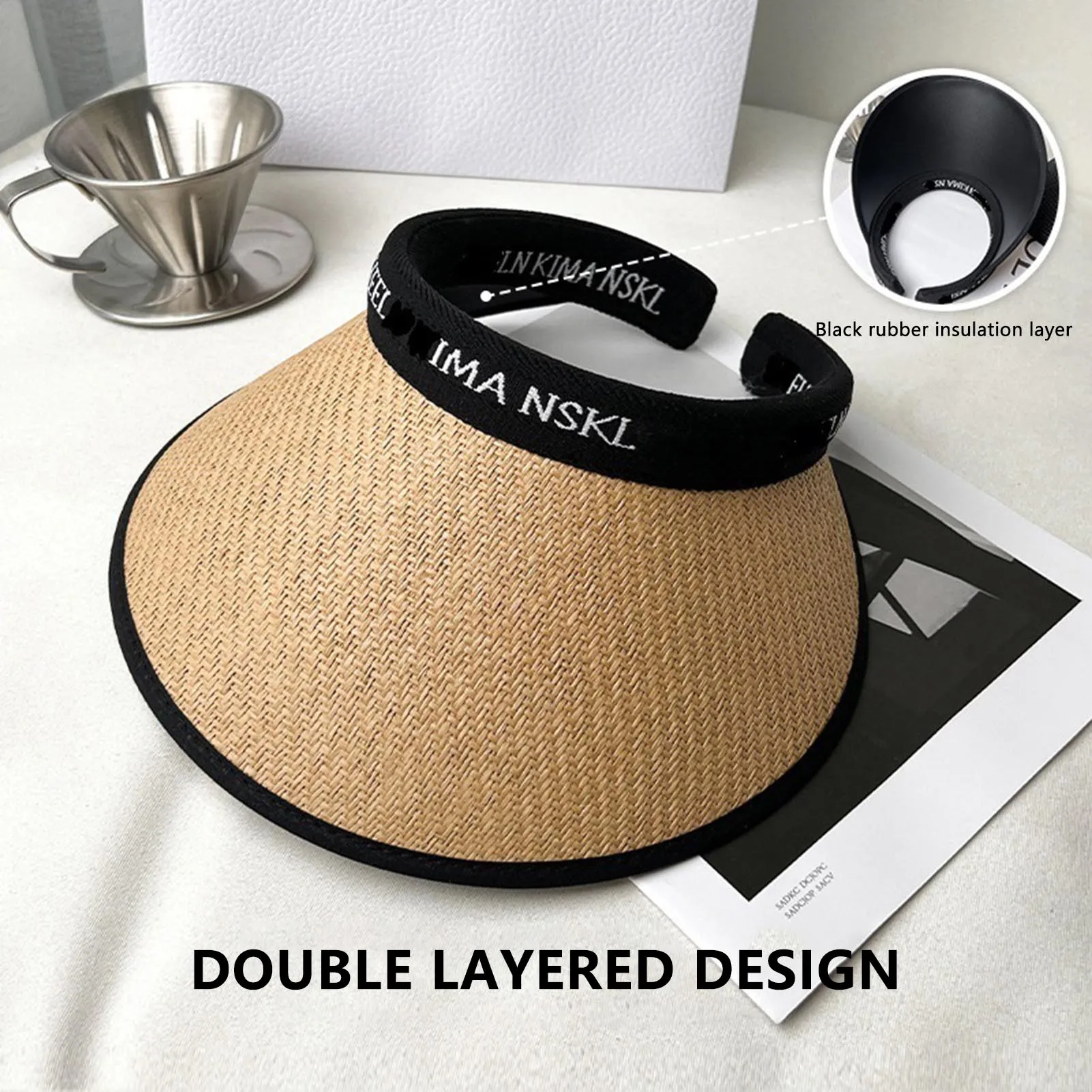 Women's Sunshade Hat Wide Brim Traveling Beach Sun Visor Hat Casual Breathable Sunshade Hat Women Summer Decor